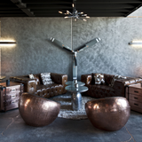 COCOON CHAIR - COPPER AND BLACK LEATHER