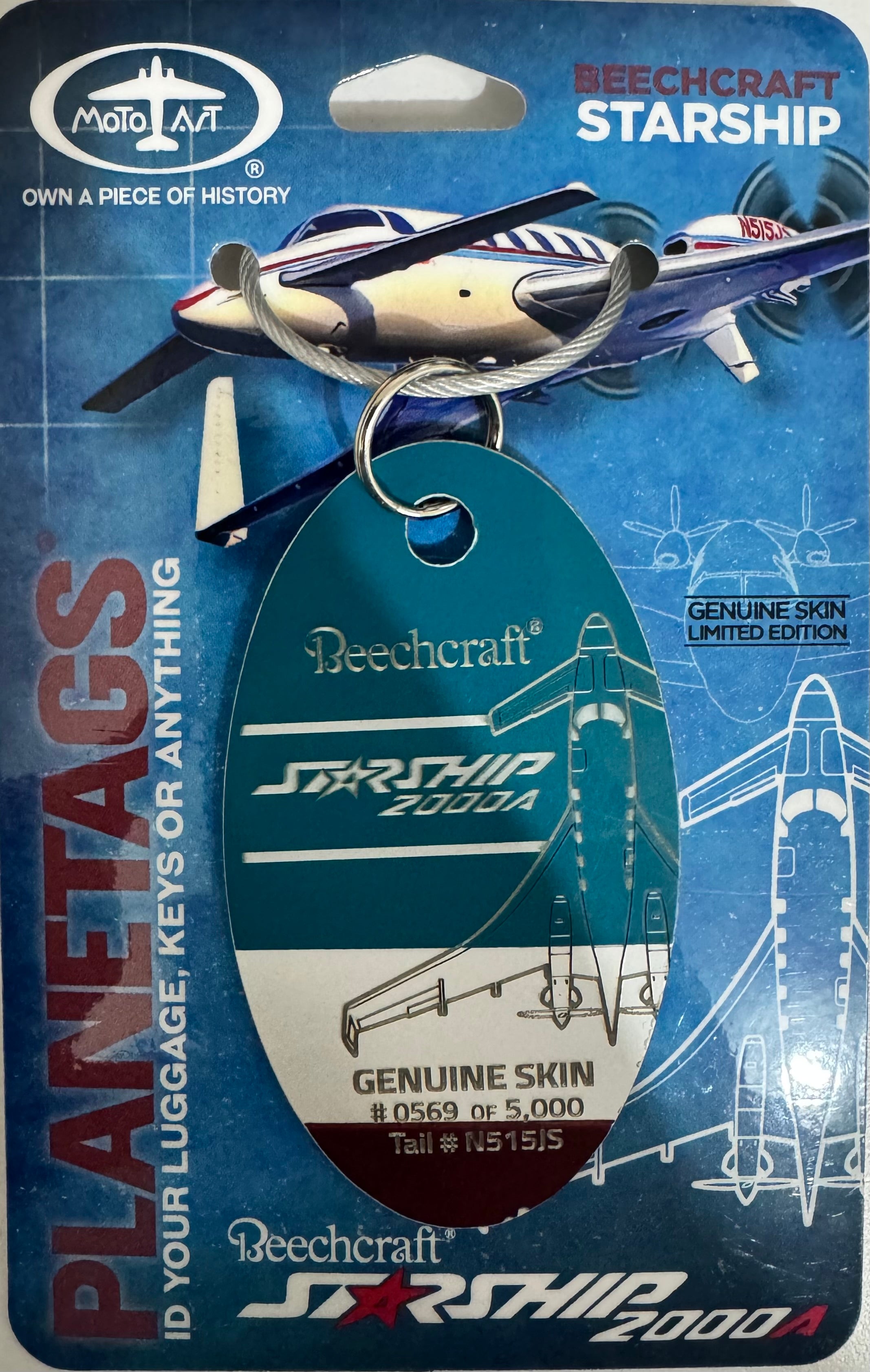 Beechcraft Starship 2000A N515JS PlaneTag cut from the composite airframe