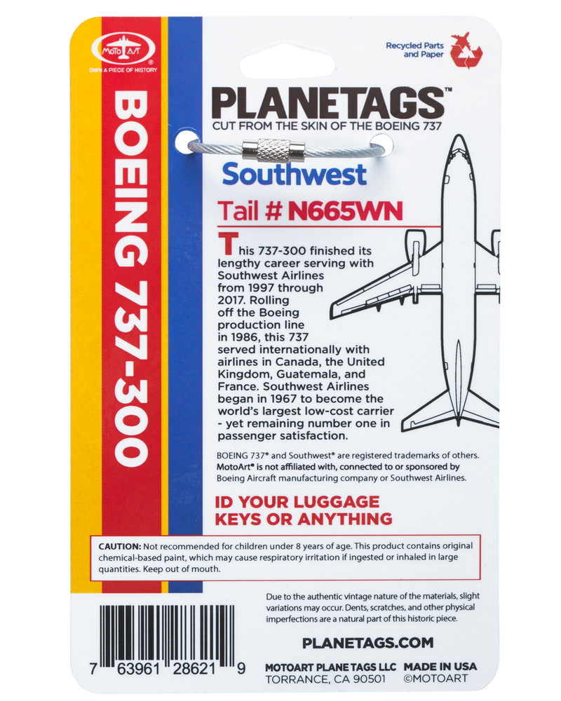 SOUTHWEST 737 PLANETAG TAIL# N665WN
