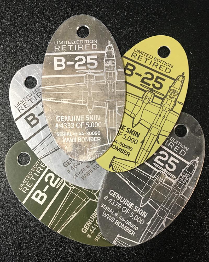 B-25 WWII BOMBER PLANETAG SERIAL# 44-30090