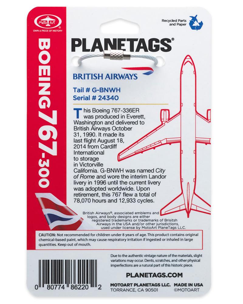 British Airways 767 - PLANETAGS TAIL #G-BNWH
