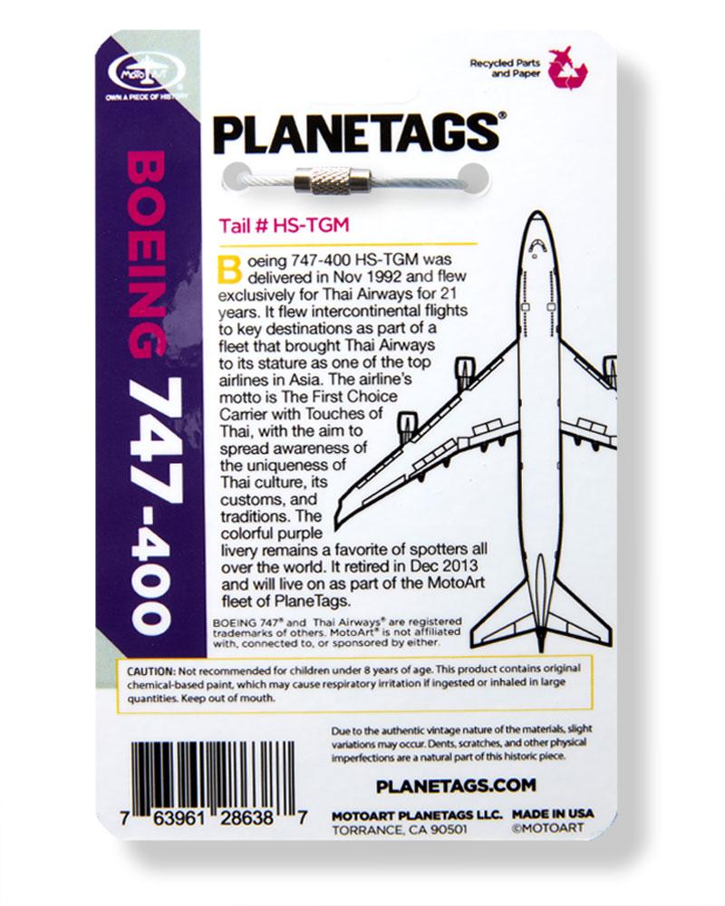 BOEING THAI AIRWAYS 747 PLANETAG TAIL #HS-TGM