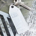 AviationTag Airbus A321 keychain in white, cut from aircraft skin