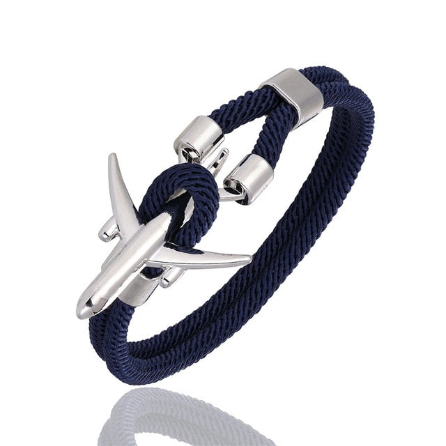 Airplane bracelet in polished aluminium and paracord